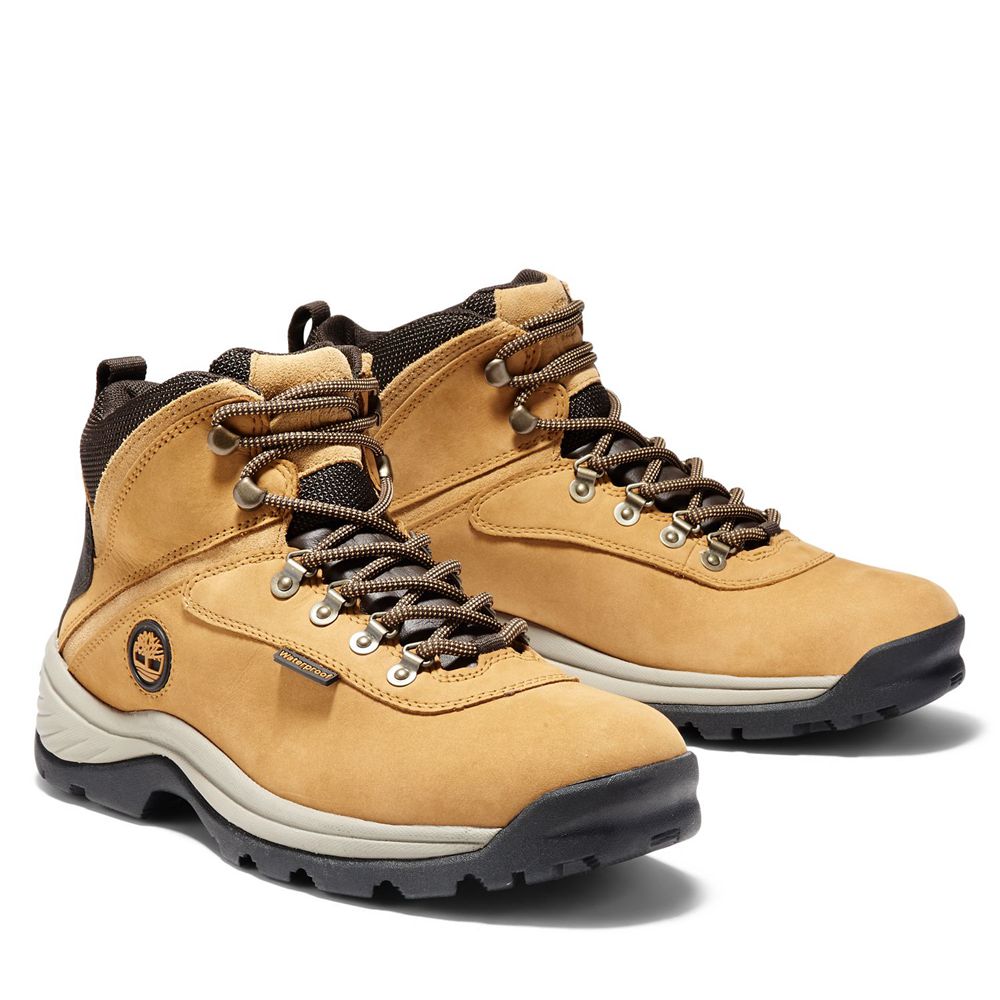 Timberland Mens Hiking Boots White Ledge Mid Waterproof - Brown/Black - India OL7562831